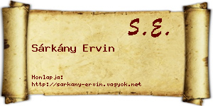 Sárkány Ervin névjegykártya